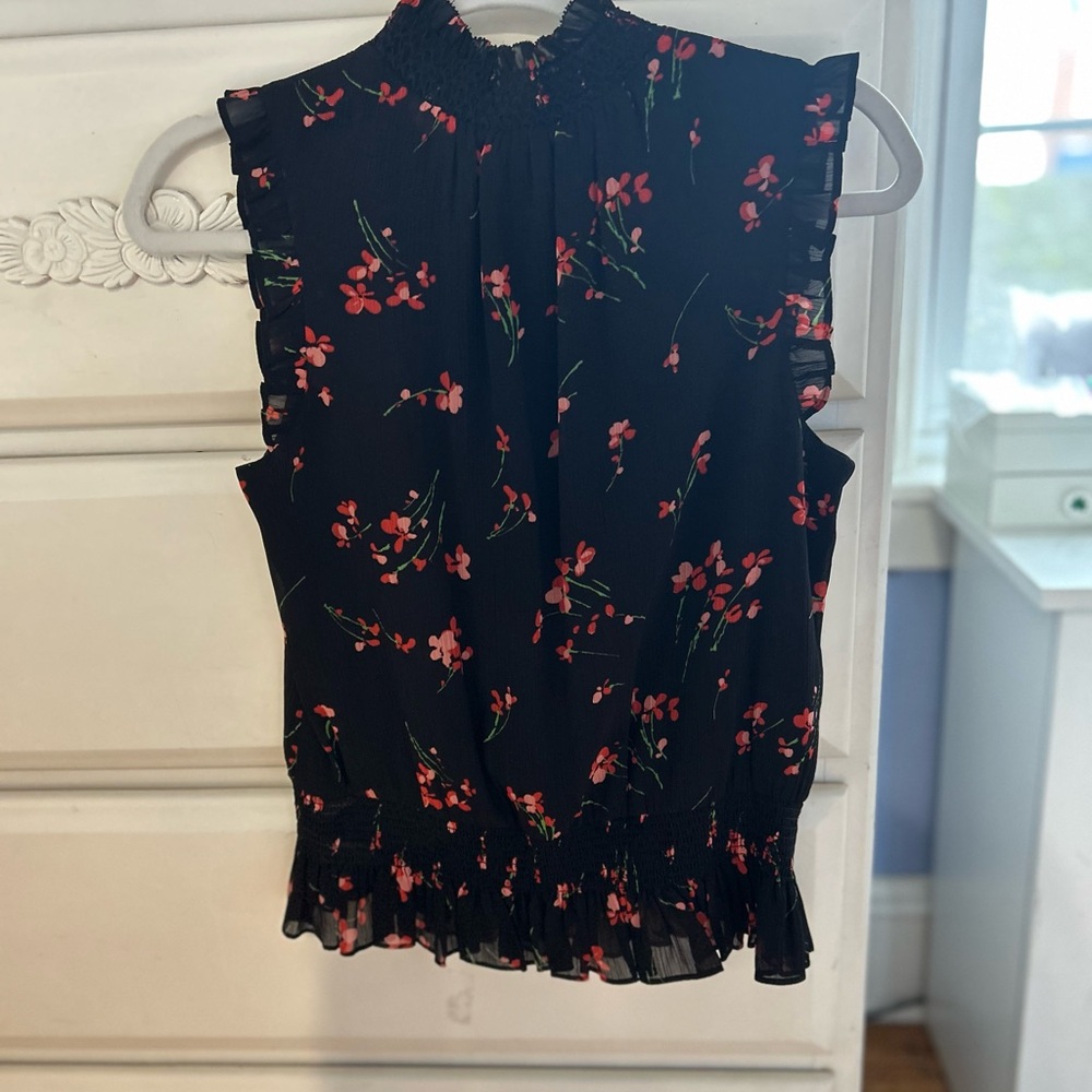 J Crew Black Red Blouse Size 0